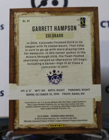 2019 PANINI DIAMOND KINGS GARRETT HAMPSON # 52 ROOKIE COLORADO ROCKIES  BASEBALL