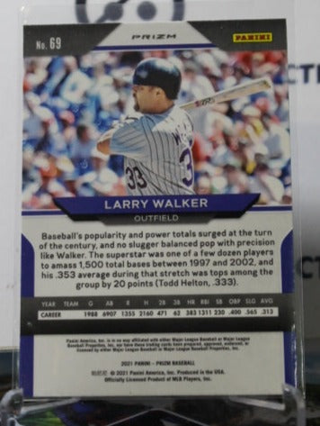 2021 PANINI PRIZM LARRY WALKER # 69 PURPLE PRIZM COLORADO ROCKIES  BASEBALL