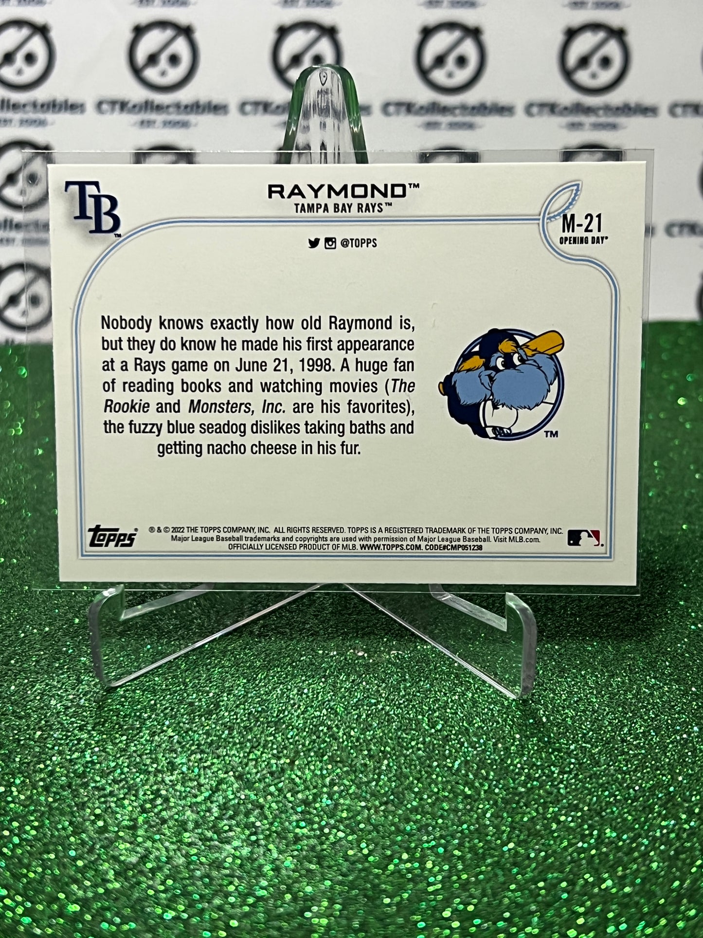 2022 TOPPS OPENING DAY RAYMOND # M-21 MASCOT TAMPA BAY RAYS BASEBALL