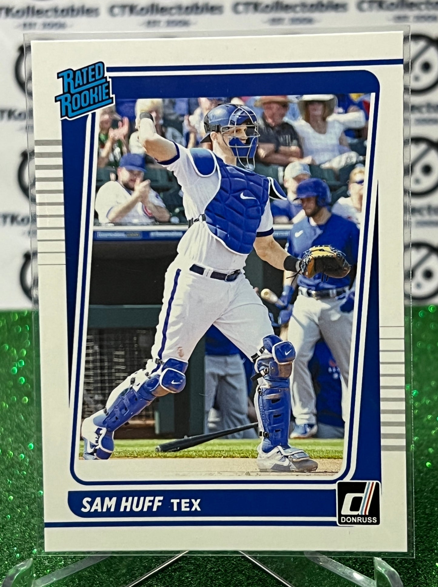 2021 PANINI DONRUSS  SAM HUFF # 44 RATED ROOKIE TEXAS RANGERS BASEBALL CARD