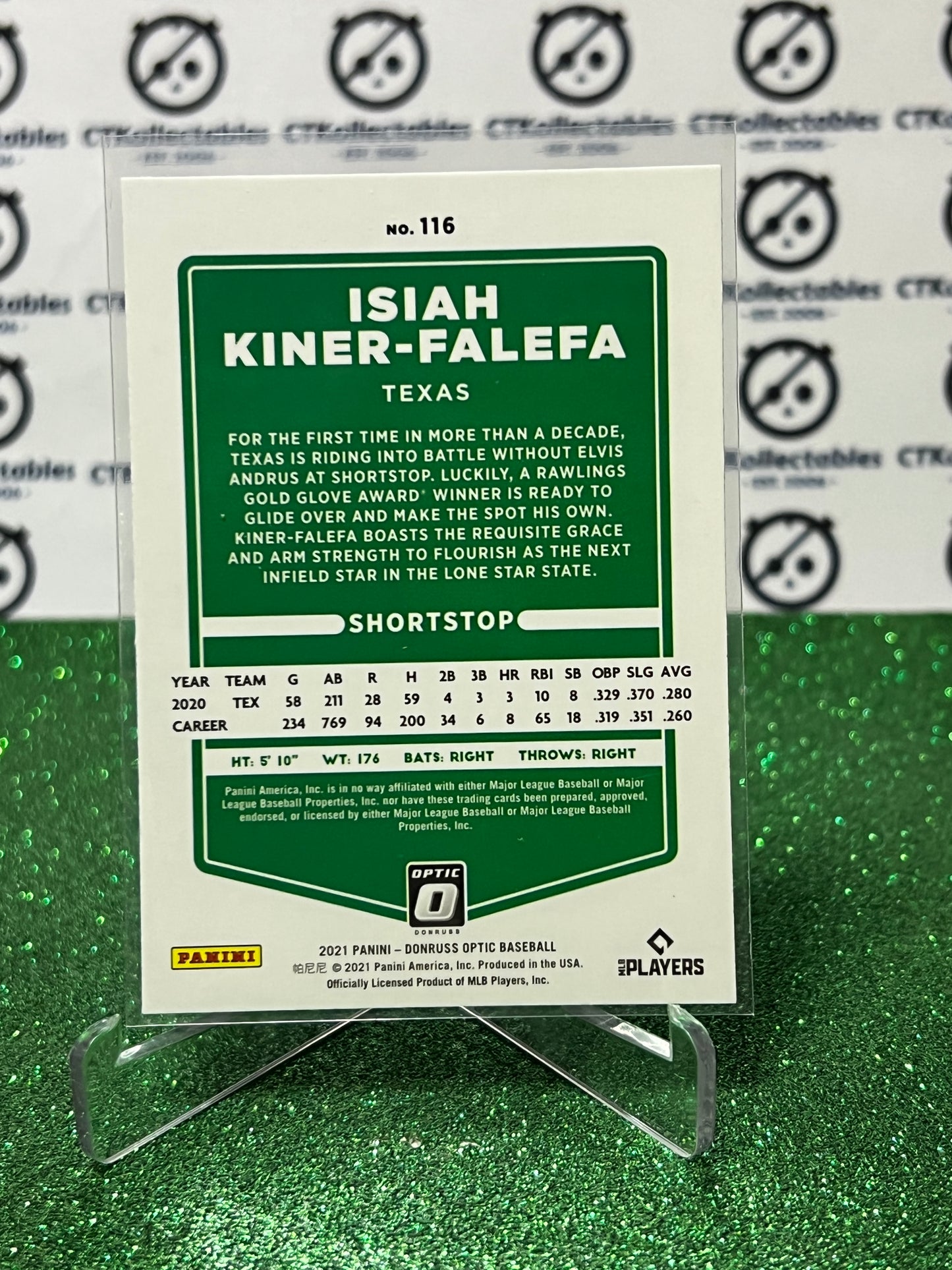 2021 PANINI DONRUSS OPTIC ISIAH KINER-FALEFA # 118 TEXAS RANGERS BASEBALL CARD