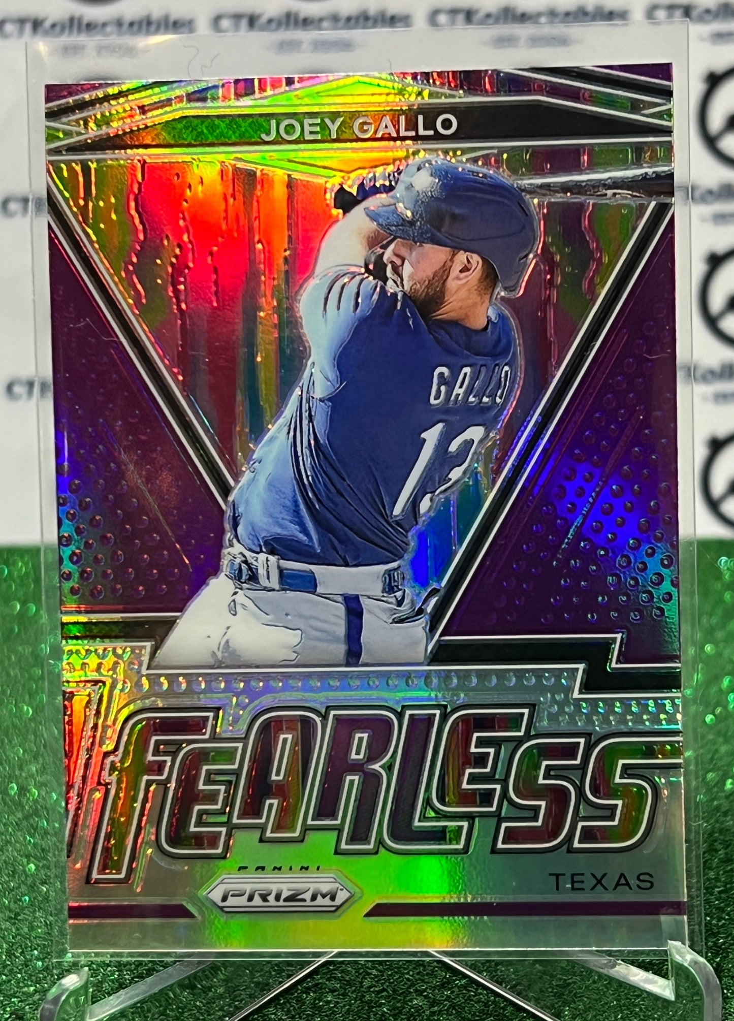 2021 PANINI PRIZM JOEY GALLO # 1FR-10 FEARLESS PURPLE PRIZM TEXAS RANGERS BASEBALL CARD