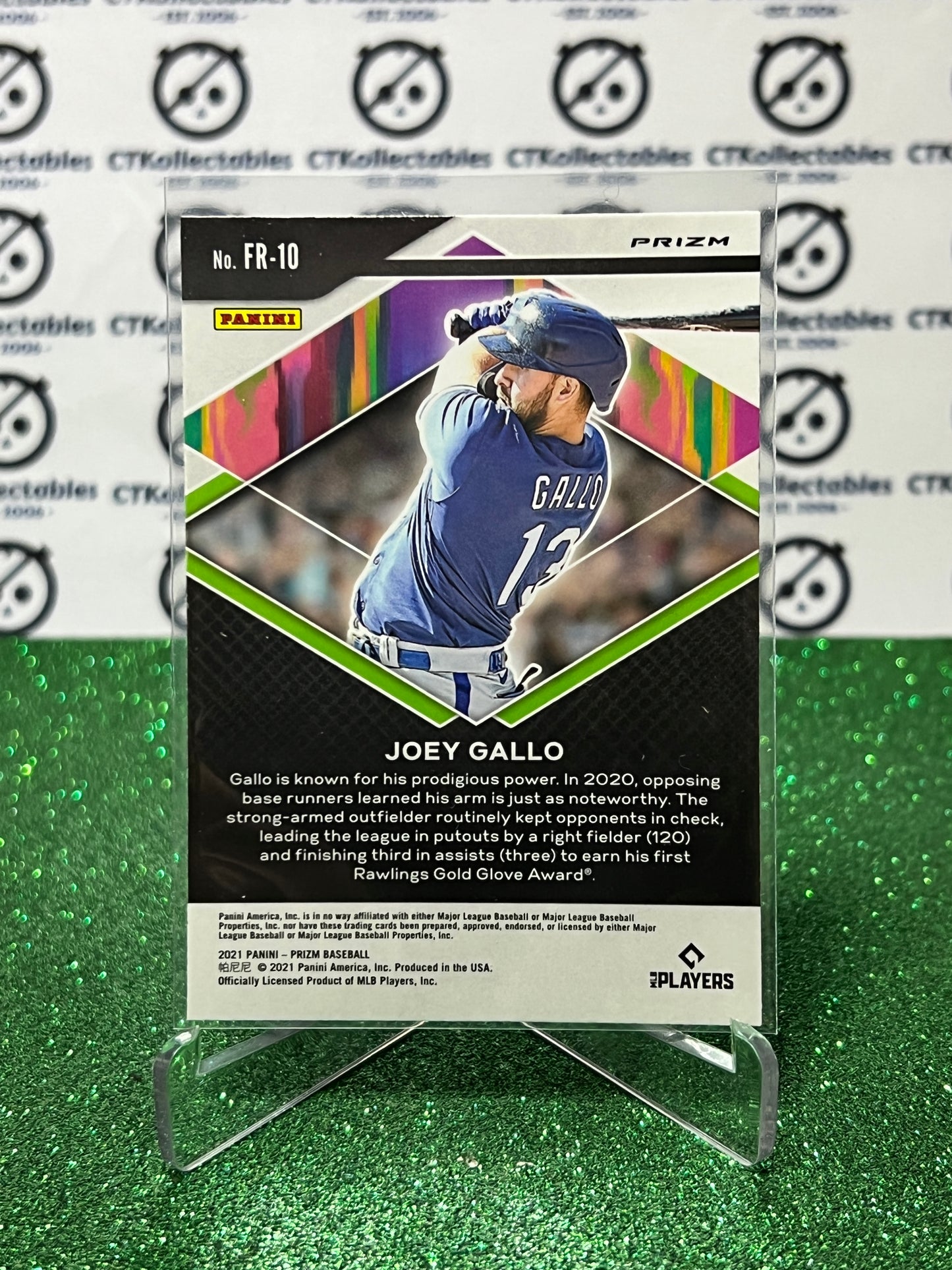 2021 PANINI PRIZM JOEY GALLO # 1FR-10 FEARLESS PURPLE PRIZM TEXAS RANGERS BASEBALL CARD