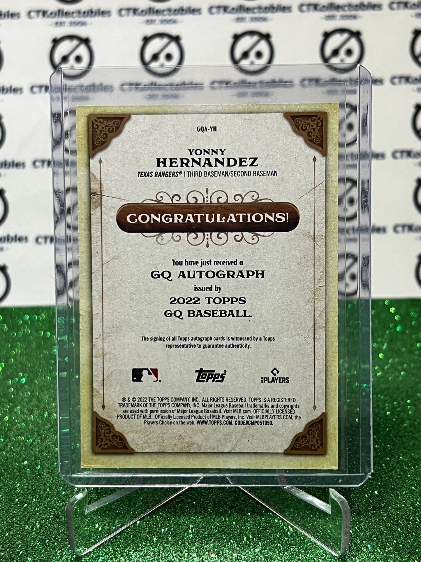 2022 TOPPS GYPSY QUEEN YONNY HERNANDEZ # GQA-YH AUTO TEXAS RANGERS BASEBALL CARD