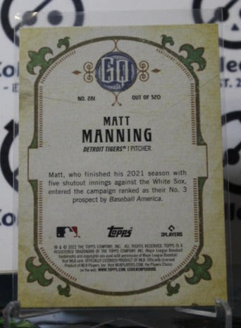 2022 TOPPS GYPSY QUEEN MATT MANNING  # 281 ROOKIE DETROIT TIGERS  BASEBALL