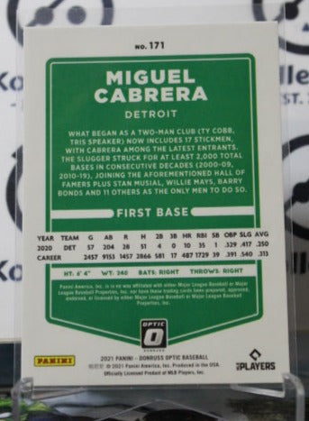 2021 PANINI DONRUSS OPTIC MIGUEL CABRERA # 171 DETROIT TIGERS  BASEBALL