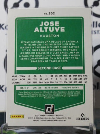 2021 PANINI DONRUSS JOSE ALTUVE # 202 BLUE FOIL HOUSTON ASTROS BASEBALL