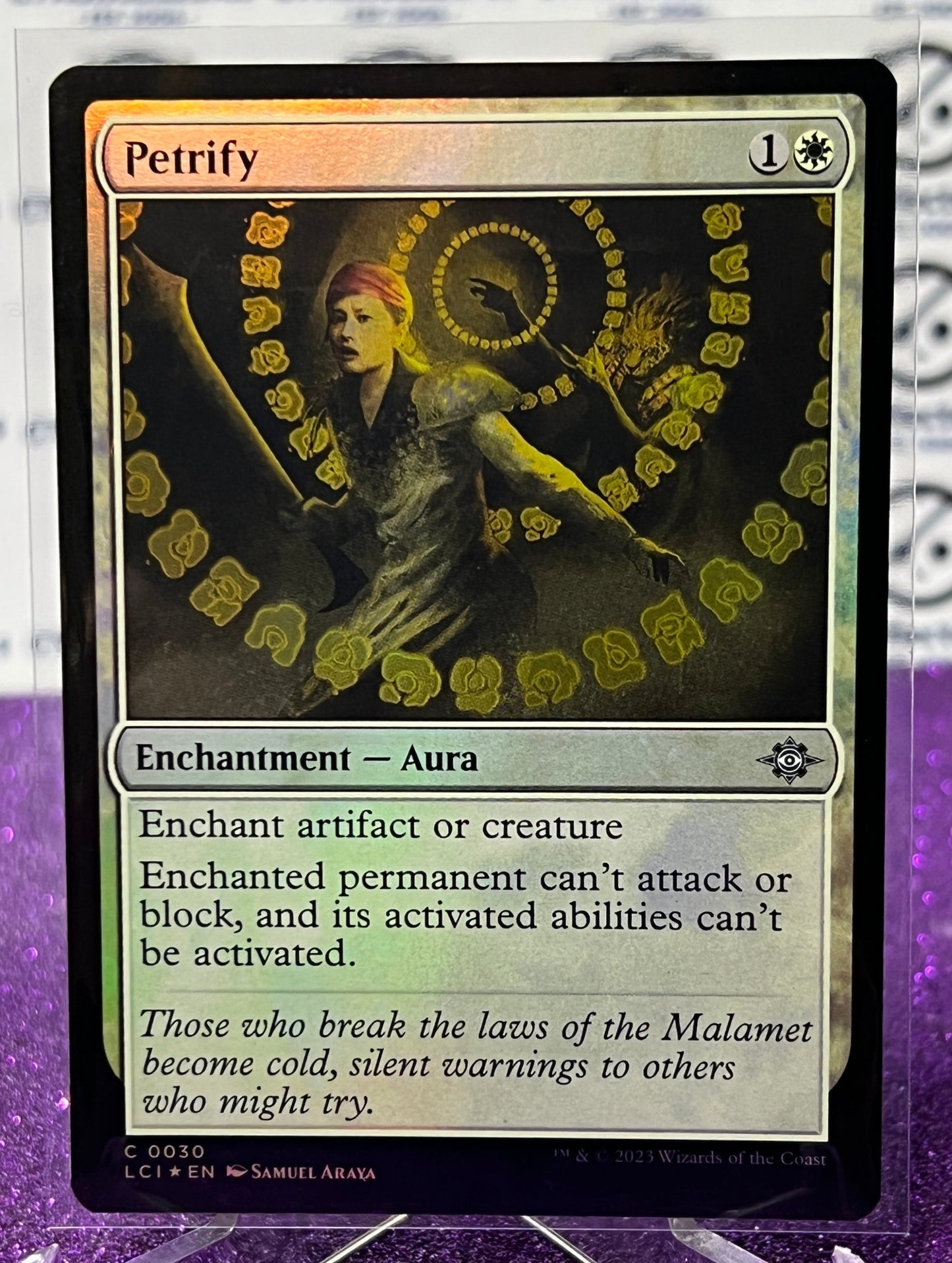 2023 MAGIC THE GATHERING THE LOST CAVERNS OF IXALAN PETRIFY FOIL ENCHANTMENT CARD