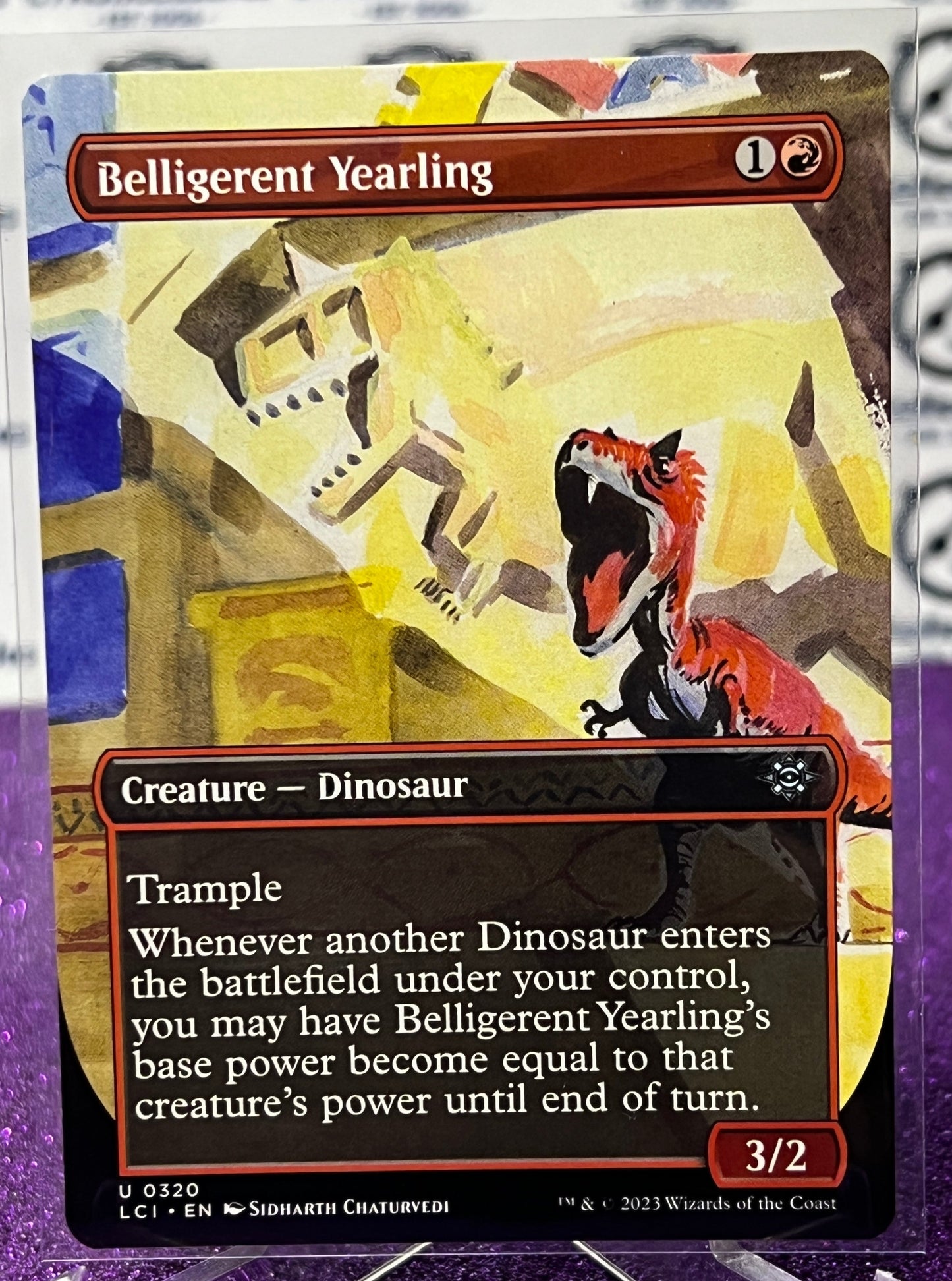 2023 MAGIC THE GATHERING  THE LOST CAVERNS OF IXALAN BELLIGERENT YEARLING JURASSIC WORLD COLLECTION CARD