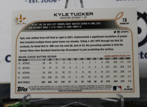 2022 TOPPS OPENING DAY KYLE TUCKER # 16 HOUSTON ASTROS BASEBALL