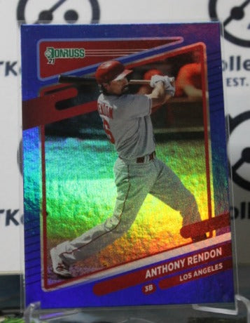 2021 PANINI DONRUSS ANTHONY RENDON # 107 BLUE FOIL LOS ANGELES ANGELS BASEBALL