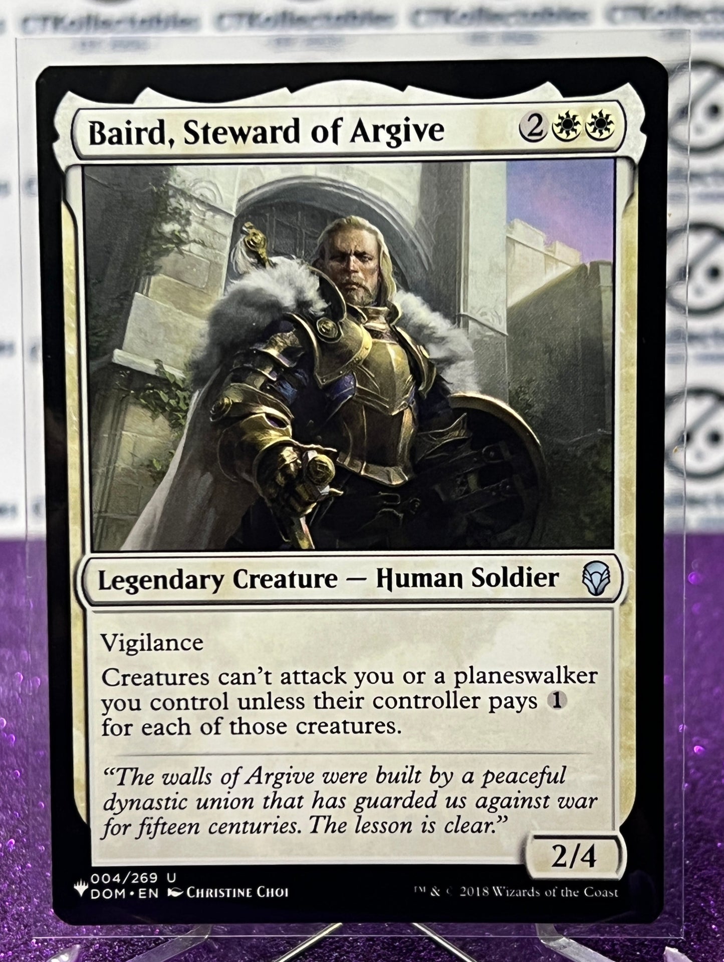 2018 MAGIC THE GATHERING DOMINARIA BAIRD, STEWARD OF ARGIVE # 004/269 U LEGENDARY CREATURE- HUMAN SOLDIER CARD