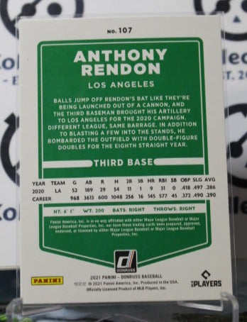 2021 PANINI DONRUSS ANTHONY RENDON # 107 BLUE FOIL LOS ANGELES ANGELS BASEBALL