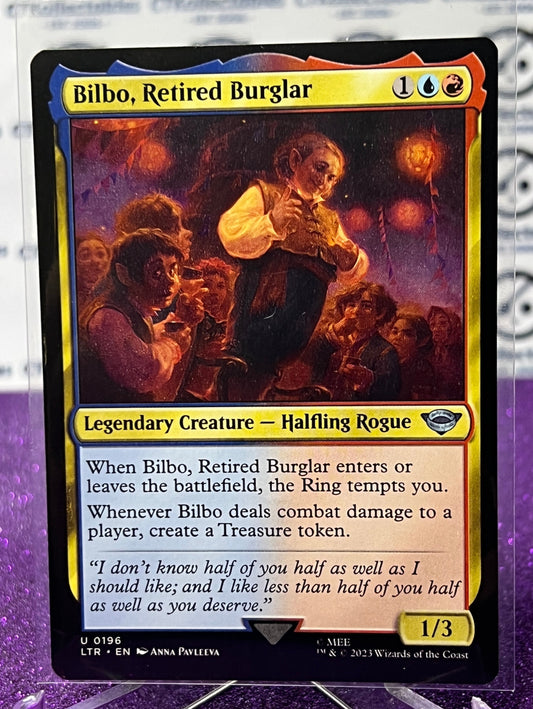 2023 MAGIC THE GATHERING LORD OF THE RINGS BILBO, RETIRED BURGLAR # U 0196  LEGENDARY CREATURE - HALFLING ROGUE  CARD