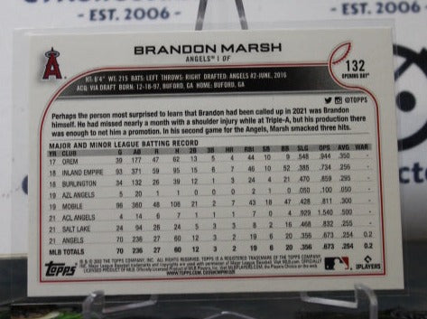 2022 TOPPS OPENING DAY BRANDON MARSH # 132 ROOKIE LOS ANGELES ANGELS BASEBALL