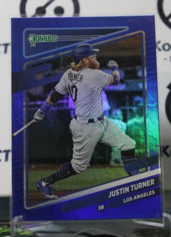 2021 PANINI DONRUSS JUSTIN TURNER # 81  BLUE FOIL LOS ANGELES DODGERS BASEBALL