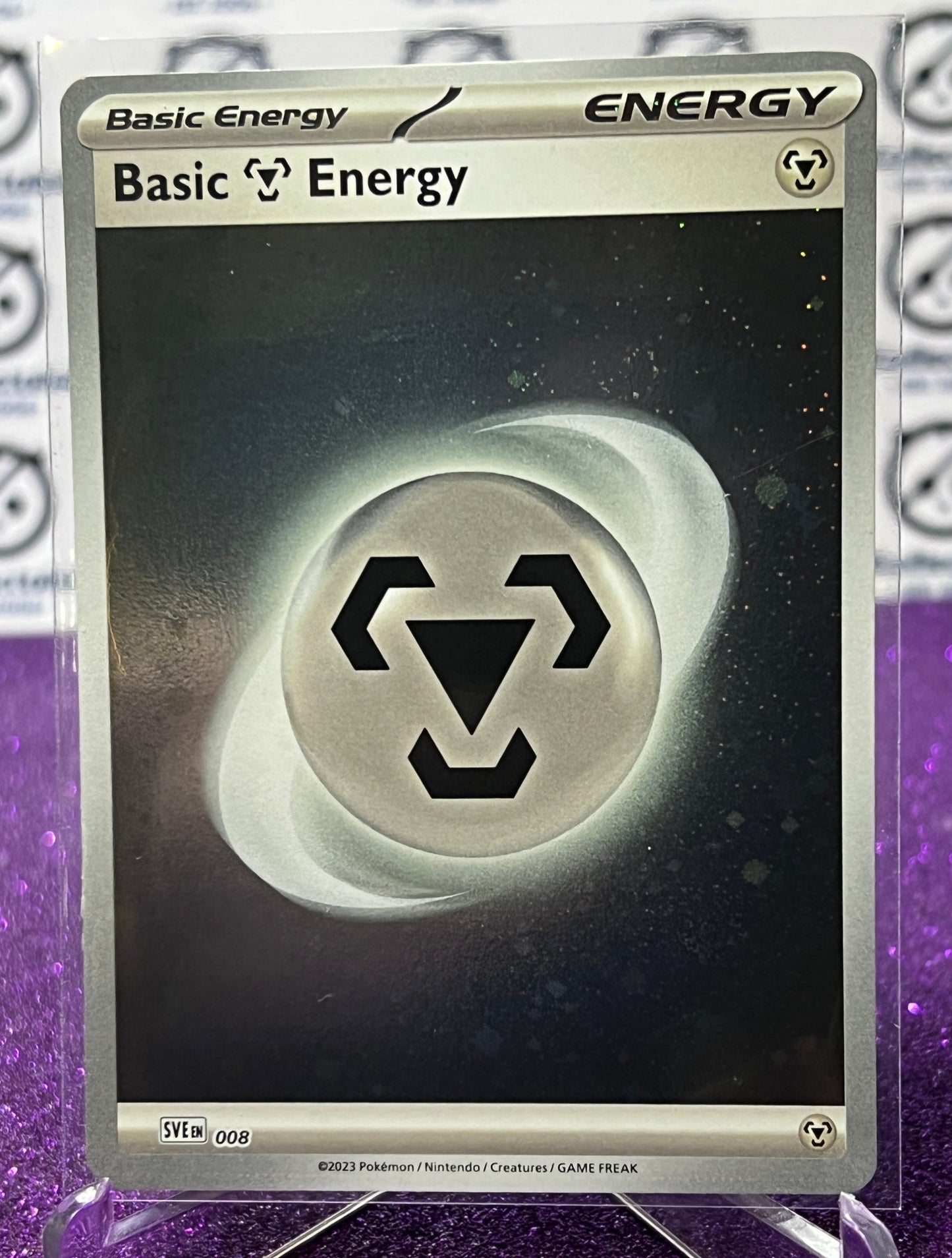 2023 SCARLET & VIOLET 151 POKEMON CARD BASIC METAL ENERGY # 008/165 SWIRL RARE HOLO