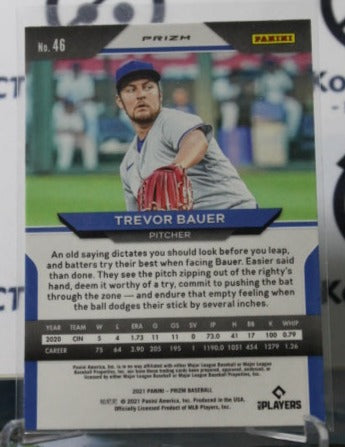 2021 PANINI PRIZM TREVOR BAUER # 46 WHITE PRIZM  LOS ANGELES DODGERS BASEBALL