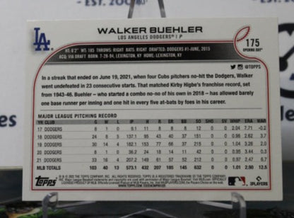 2022 TOPPS OPENING DAY WALKER BUEHLER  # 175  LOS ANGELES DODGERS BASEBALL