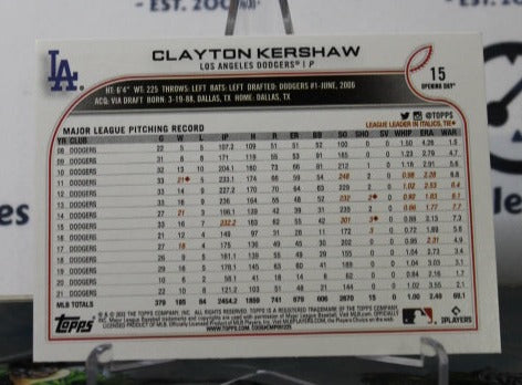 2022 TOPPS OPENING DAY CLAYTON KERSHAW # 15  LOS ANGELES DODGERS BASEBALL