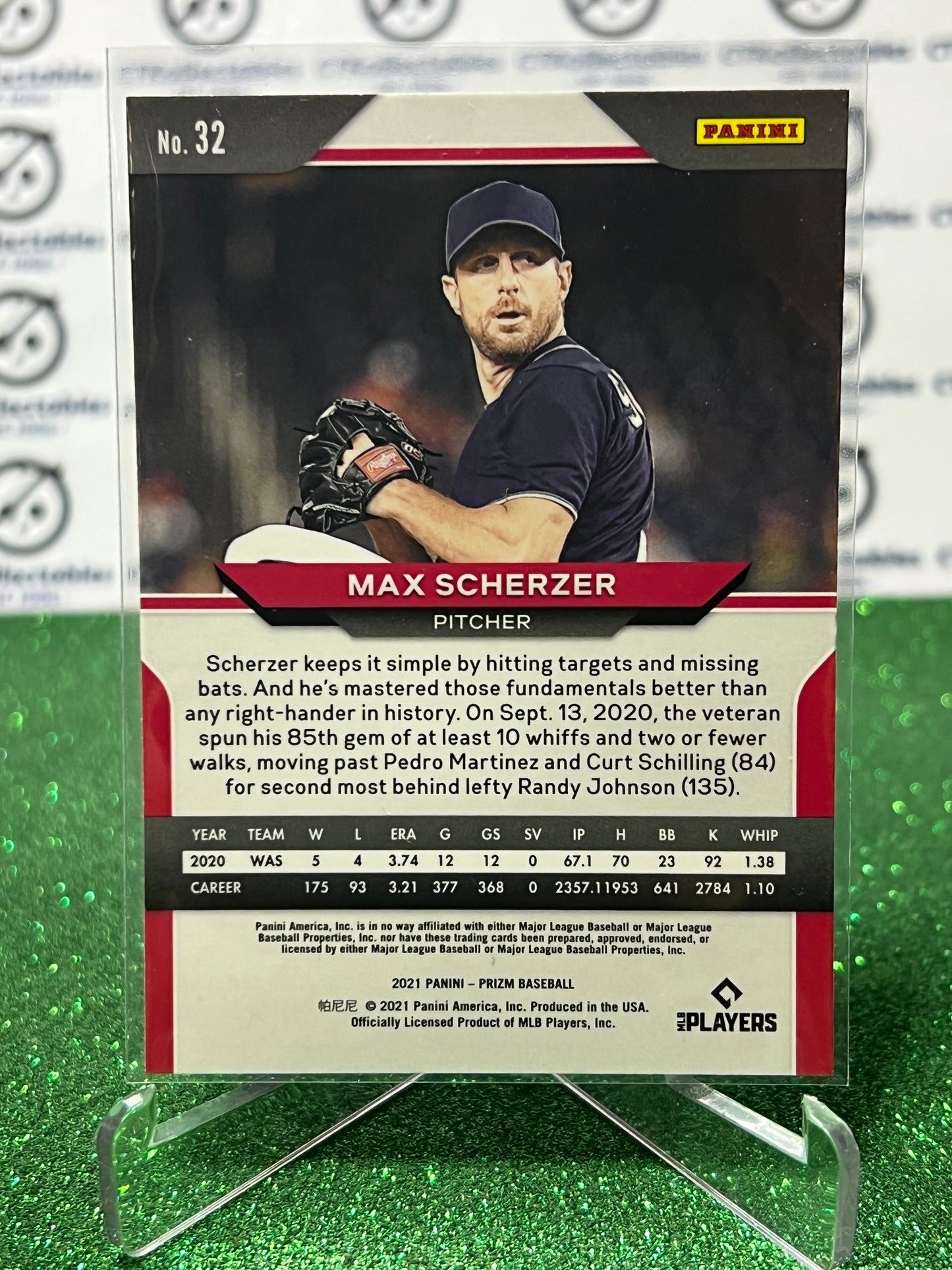 2021 PANINI PRIZM MAX SCHERZER # 32 WASHINGTON NATIONALS BASEBALL CARD