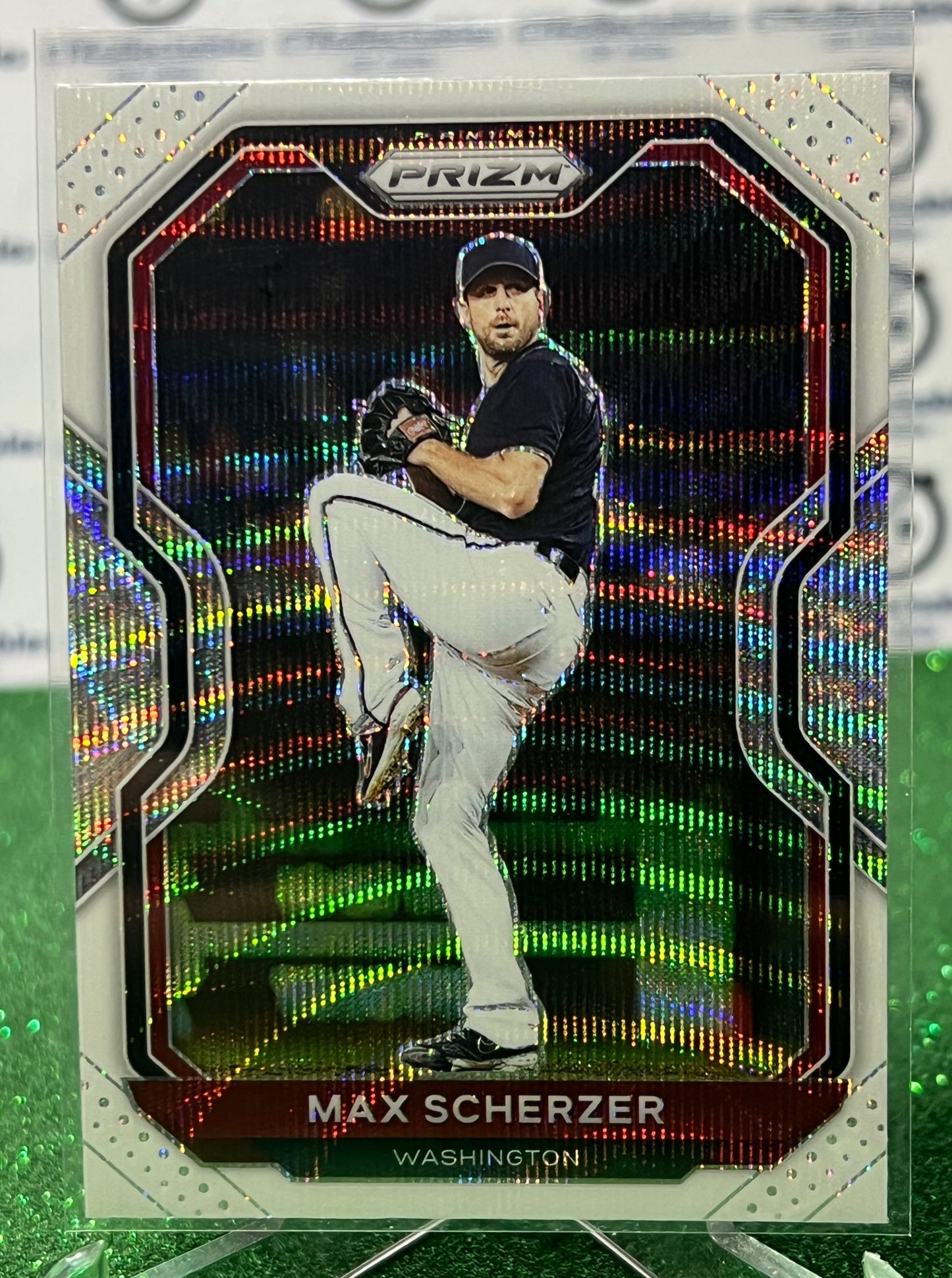 2021 PANINI PRIZM MAX SCHERZER # 32 WHITE WAVE PRIZM WASHINGTON NATIONALS BASEBALL CARD