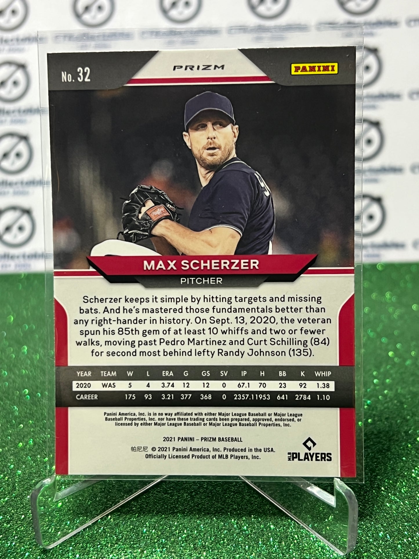 2021 PANINI PRIZM MAX SCHERZER # 32 WHITE WAVE PRIZM WASHINGTON NATIONALS BASEBALL CARD