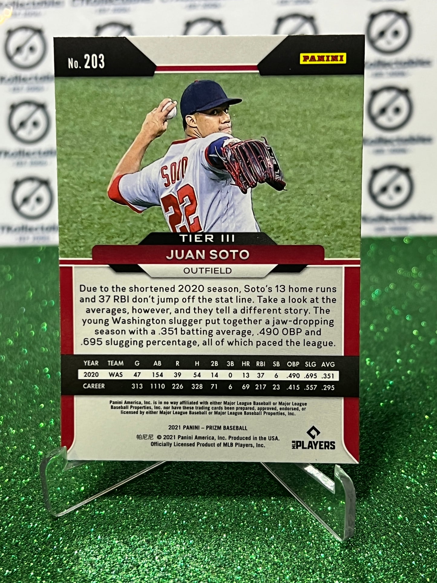 2021 PANINI PRIZM JUAN SOTO # 203 WASHINGTON NATIONALS BASEBALL CARD