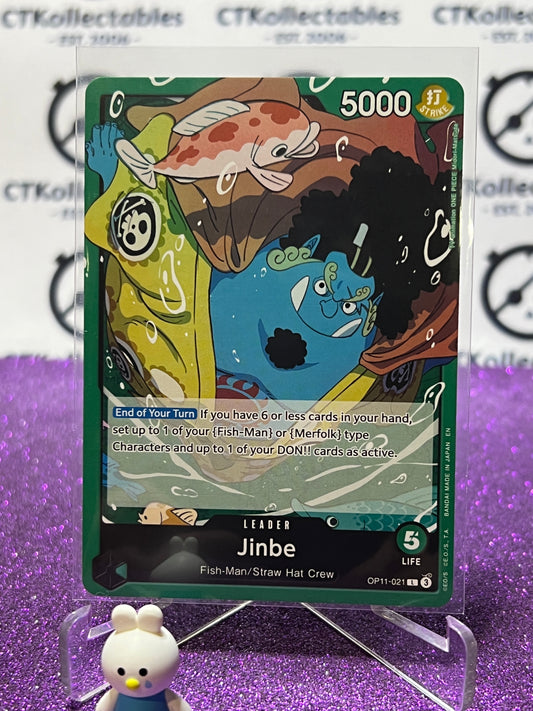 2025 ONE PIECE A FIST OF DIVINE SPEED JINBE # OP-11-021 L TCG LEADER NON-FOIL CARD