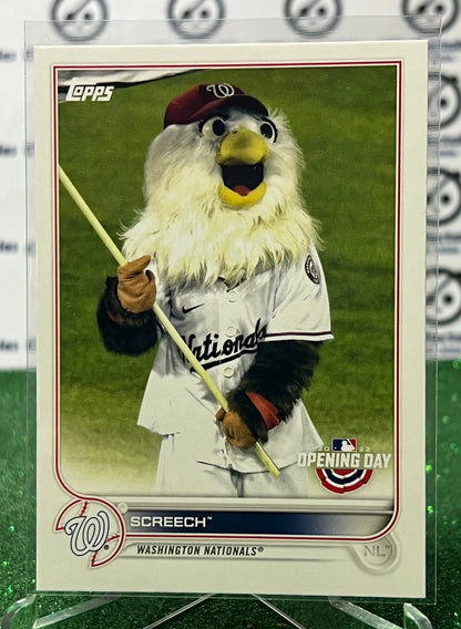 2022 TOPPS OPENING DAY SCREECH # M-24 MASCOT WASHINGTON NATIONALS BASEBALL CARD