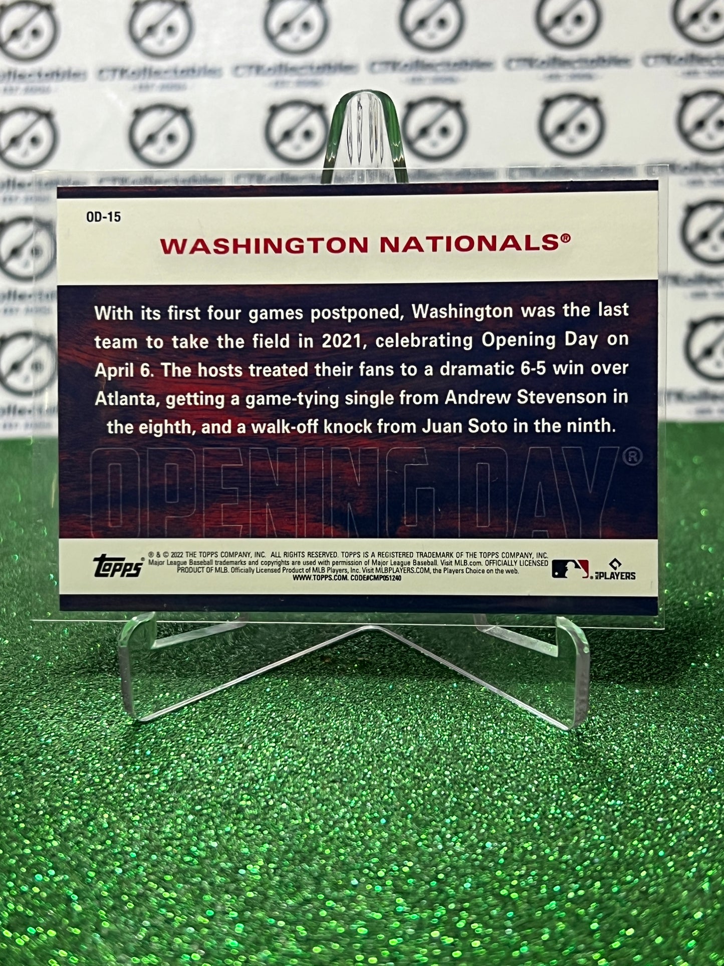 2022 TOPPS OPENING DAY  # OD-15 WASHINGTON NATIONALS BASEBALL CARD