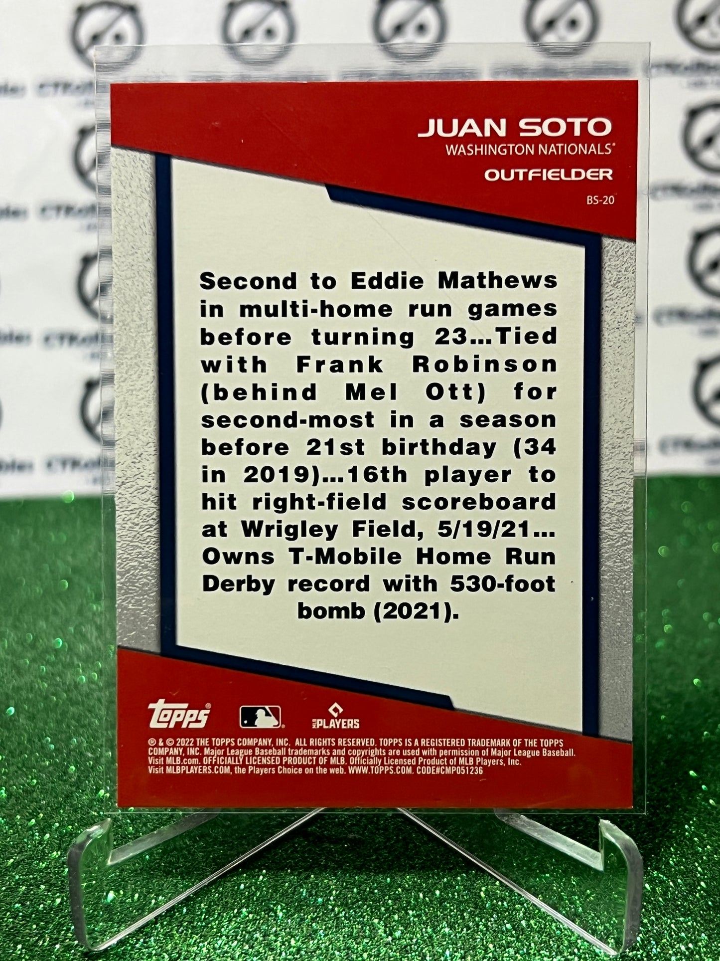 2022 TOPPS OPENING DAY JUAN SOTO # BS-20 BOMB SQUAD WASHINGTON NATIONALS BASEBALL CARD