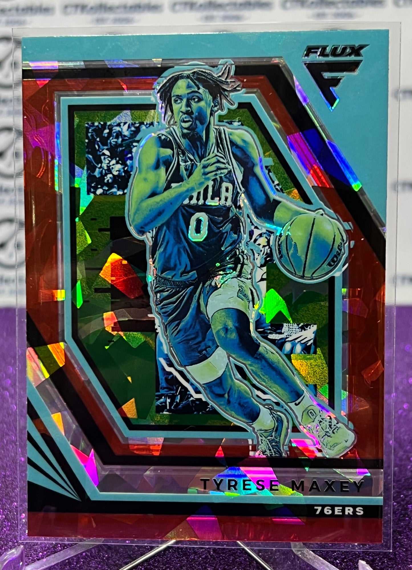 2022-23 NBA PANINI FLUX TYRESE MAXEY # 70 PRIZM  RED CRACKED ICE PHILADELPHIA 76ers  BASKETBALL