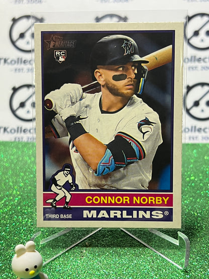 2025 TOPPS HERITAGE CONNOR NORBY # 136 ROOKIE MIAMI MARLINS BASEBALL CARD