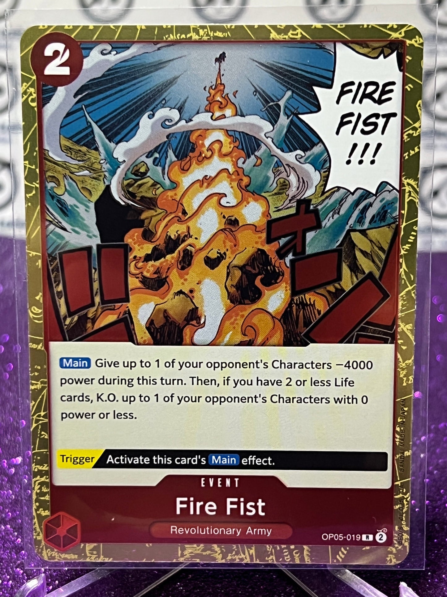 ONE PIECE FIRE FIST # OP05-019 AWAKENING OF THE NEW ERA RARE FOIL CARD 2023