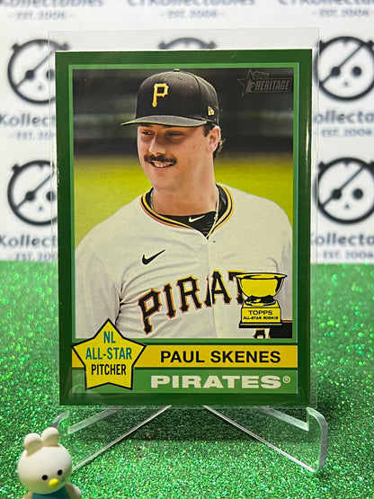 2025 TOPPS HERITAGE PAUL SKENES # 60 GREEN PITTSBURGH PIRATES BASEBALL CARD