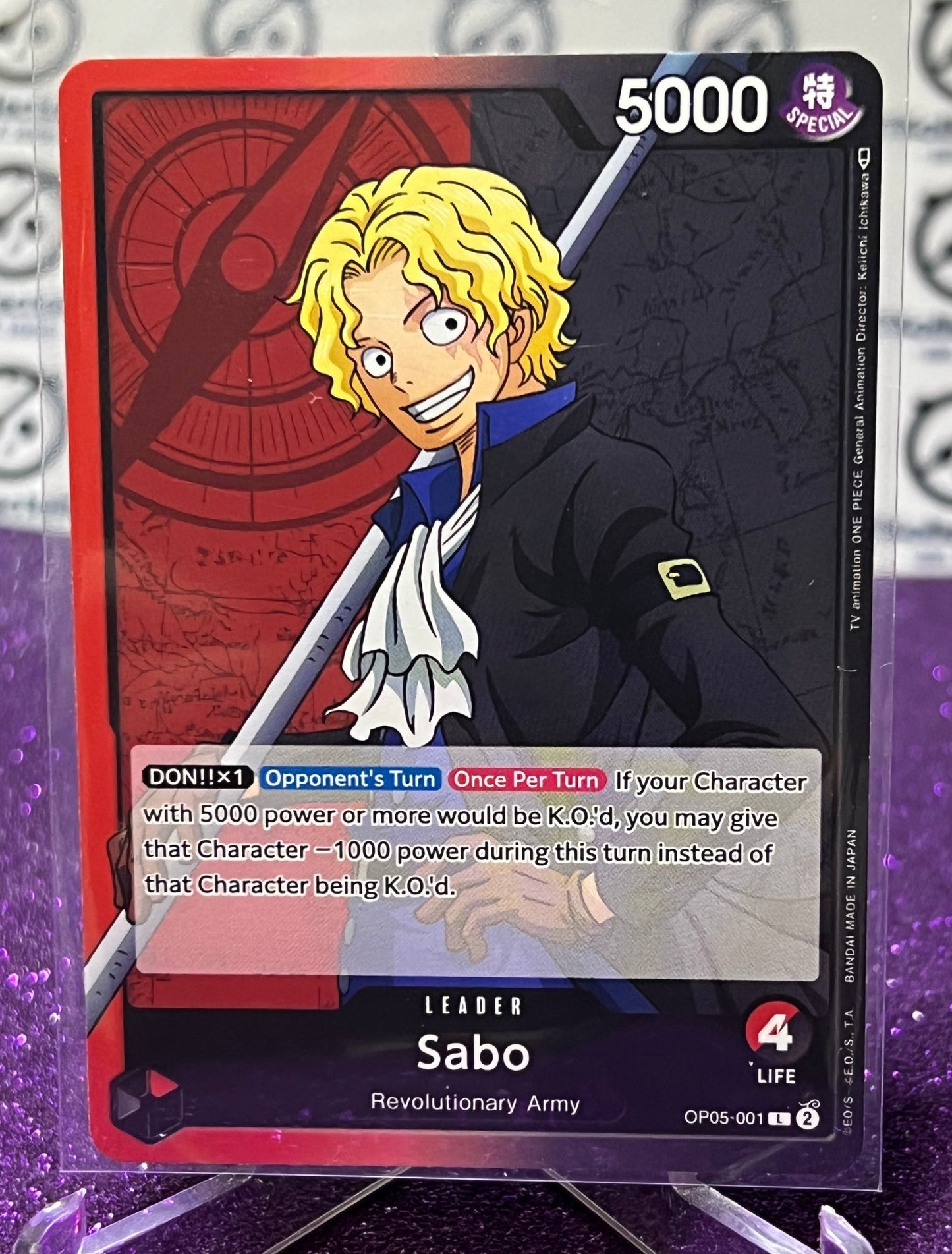 ONE PIECE SABO # OP05-001  AWAKENING OF THE NEW ERA LEADER CARD 2023