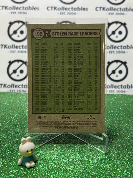 2025 TOPPS HERITAGE CABALLERO RAMIREZ CHIRHOLM JR. # 198 STOLEN BASE LEADER  BASEBALL CARD