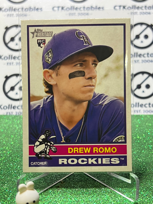 2025 TOPPS HERITAGE DREW ROMO # 386 ROOKIE COLORADO ROCKIES  BASEBALL CARD