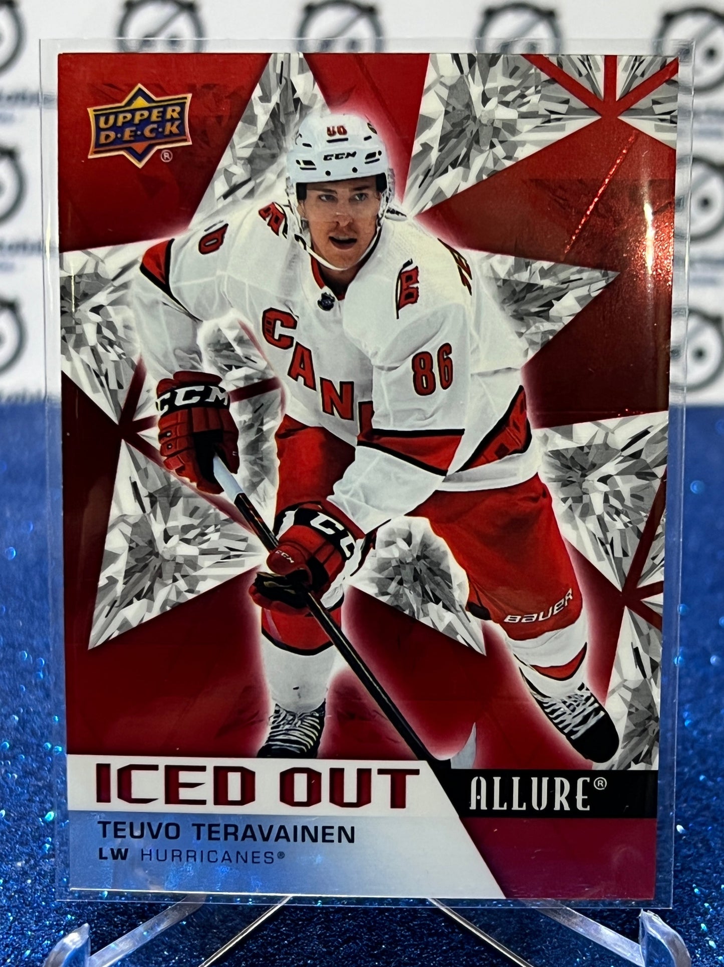 2021-22 UPPER DECK ALLURE TEUVO TERAVAINEN # IO-13 ICED OUT CAROLINA HURRICANES NHL HOCKEY TRADING CARD