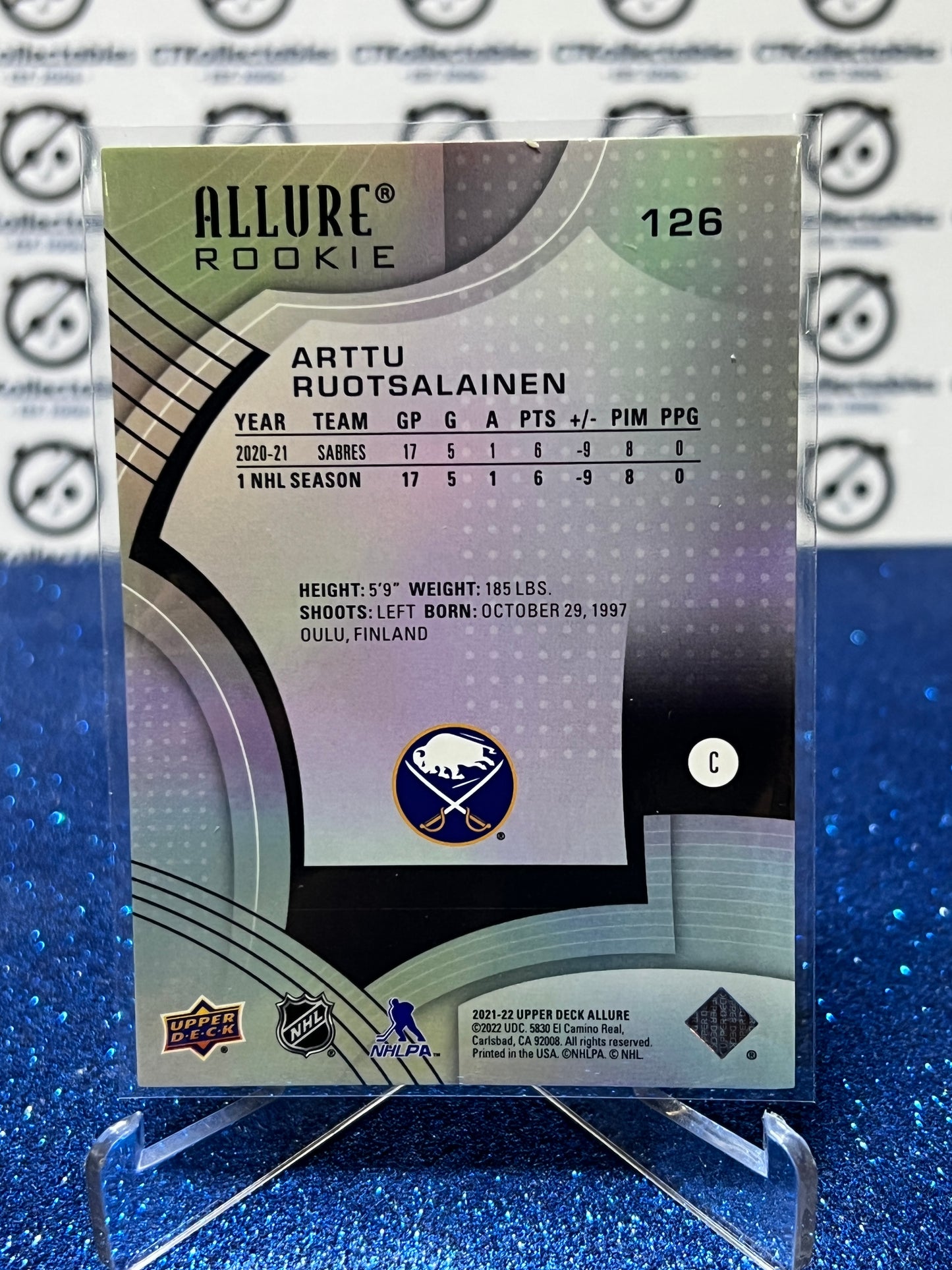 2021-22 UPPER DECK ALLURE ARTTU RUOTDSLAINEN # 126 ROOKIE BUFFALO SABRES NHL HOCKEY TRADING CARD