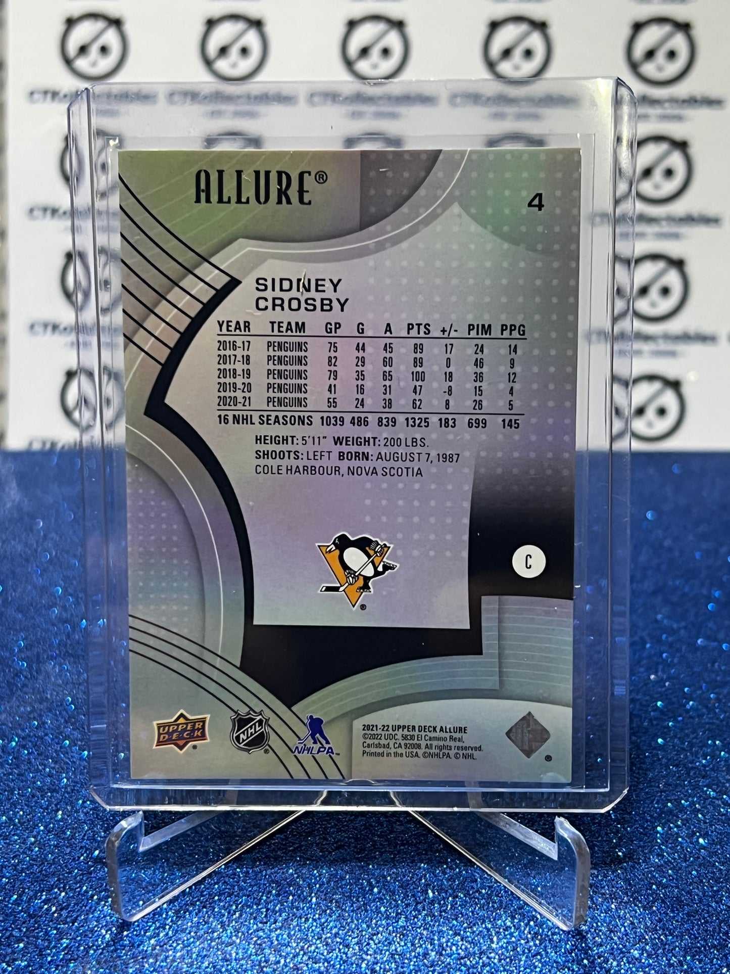 2021-22 UPPER DECK ALLURE SIDNEY CROSBY # 4 PITTSBURGH PENGUINS NHL HOCKEY TRADING CARD