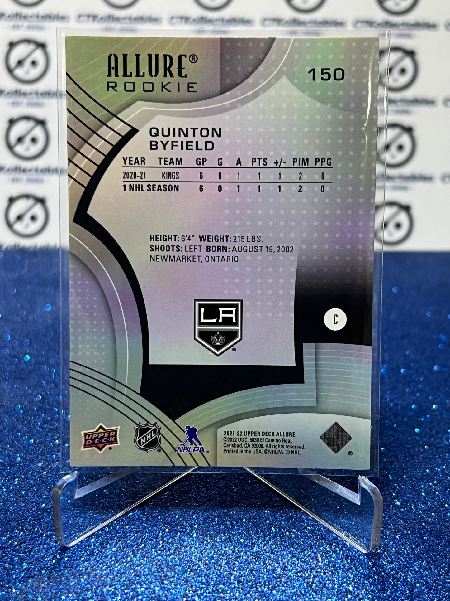 2021-22 UPPER DECK ALLURE GUINTON BYFIELD # 150 ROOKIE  L A KINGS NHL HOCKEY CARD