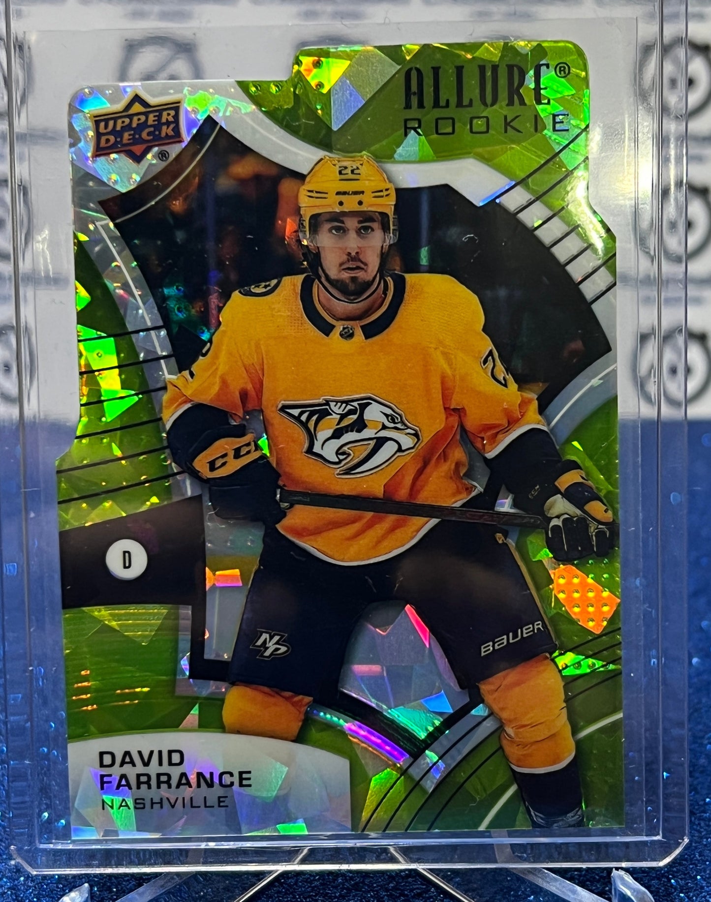 2021-22 UPPER DECK ALLURE DAVID FARRANCE # 136 ROOKIE GREEN DIE CUT /99 NASHVILLE PREDATORS NHL HOCKEY TRADING CARD