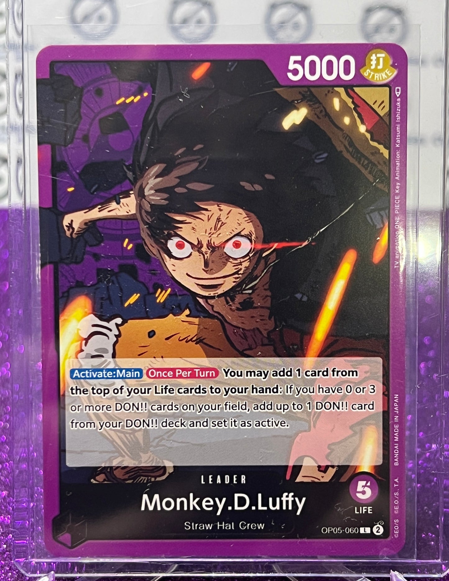 ONE PIECE  MONKEY. D. LUFFY #  OP05-060 L AWAKENING OF THE NEW ERA LEADER CARD 2023