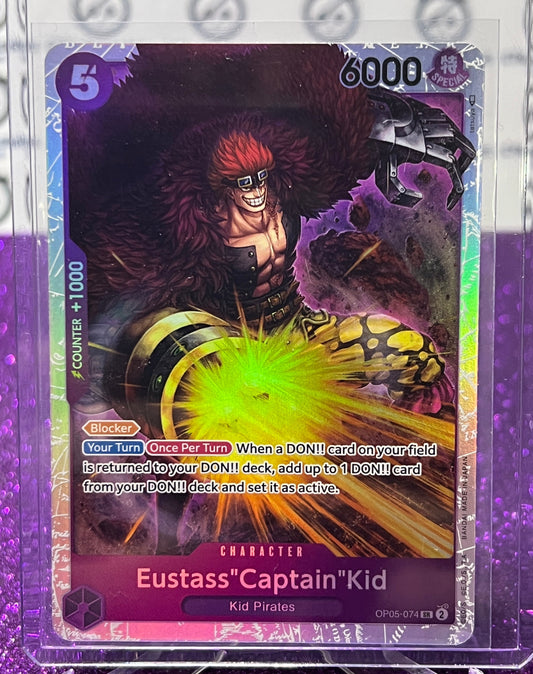 ONE PIECE EUSTASS "CAPTAIN" KID #  OP05-074 SR  AWAKENING OF THE NEW ERA SUPER RARE FOIL CARD 2023