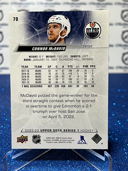 2022-23 UPPER DECK CONNOR McDAVID # 70  EDMONTON OILERS HOCKEY CARD