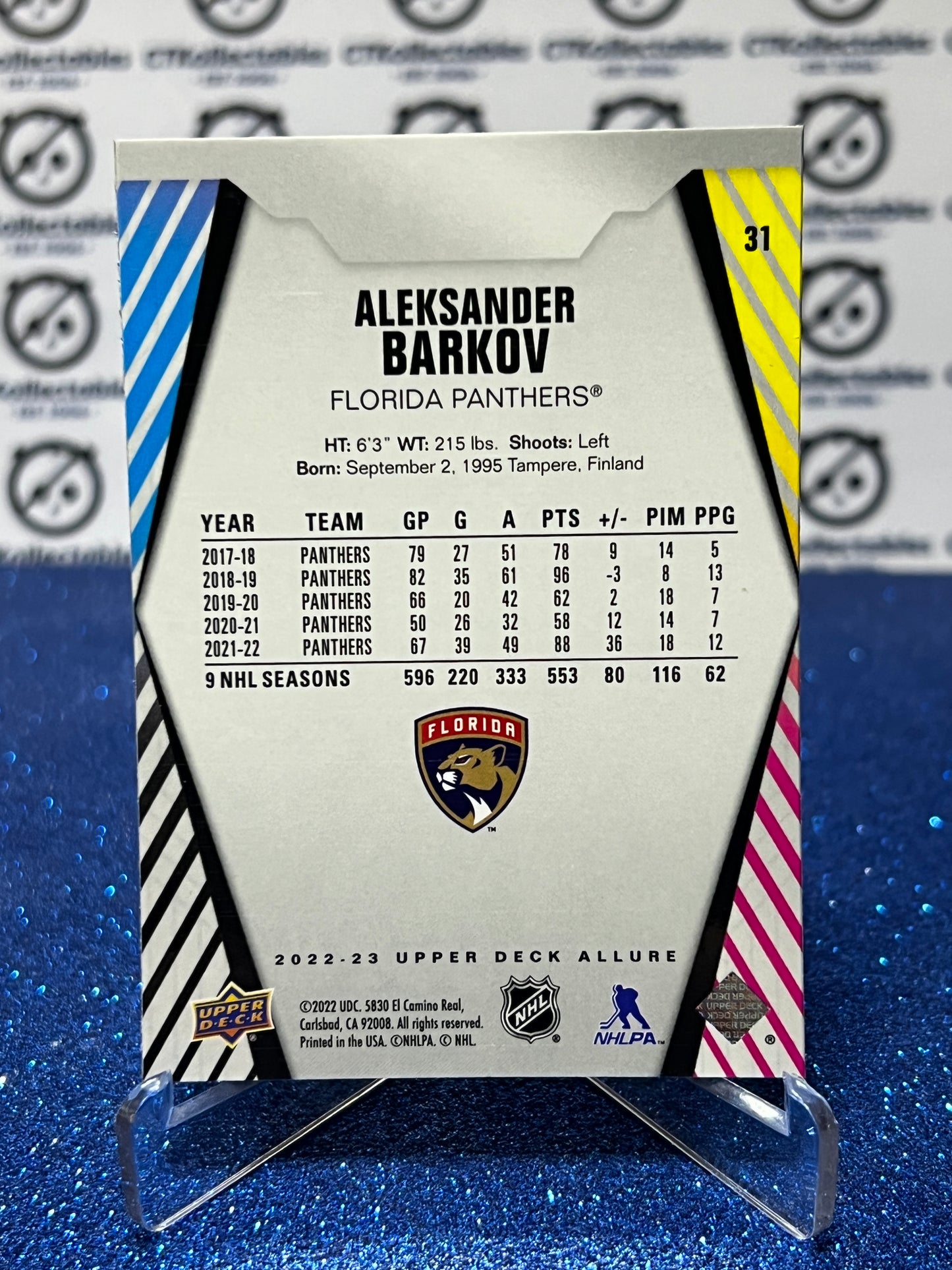 2022-23 UPPER DECK ALLURE ALEKSANDER BARKOV # 31 FLORIDA PANTHERS HOCKEY CARD