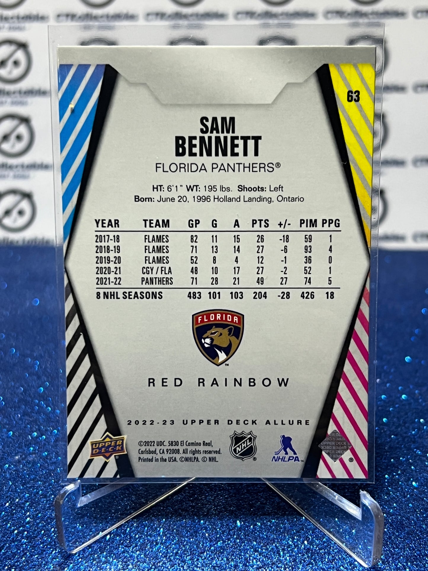 2022-23 UPPER DECK ALLURE SAM BENNETT # 63 RED RAINBOW FLORIDA PANTHERS HOCKEY CARD