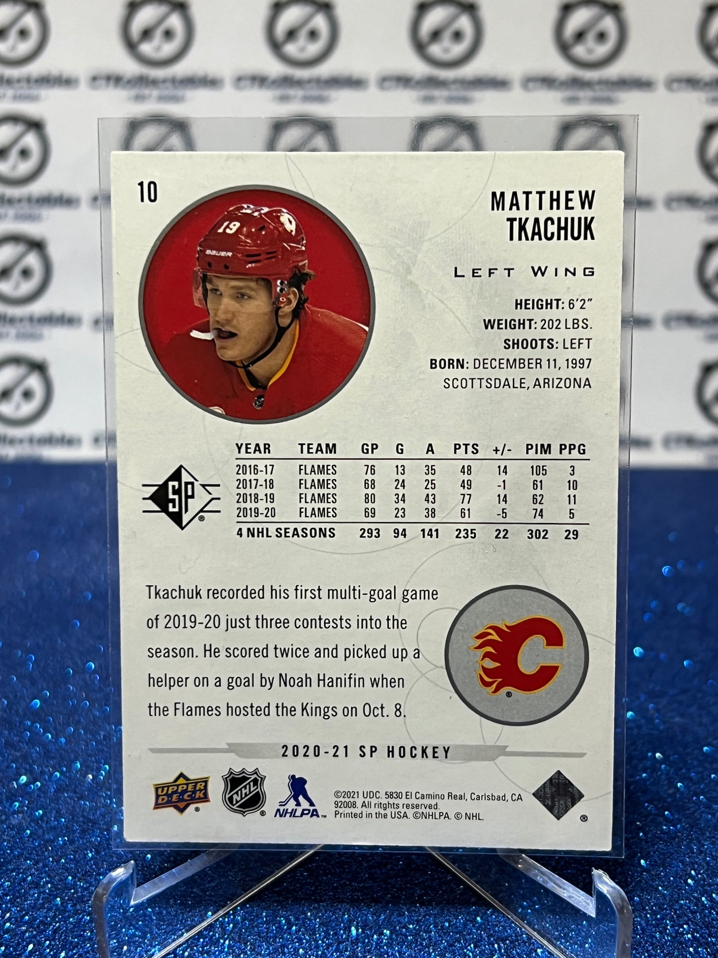 2020-21 UPPER DECK SP MATTHEW TKACHUK # 10  HOCKEY NHL CALGARY FLAMES  CARD